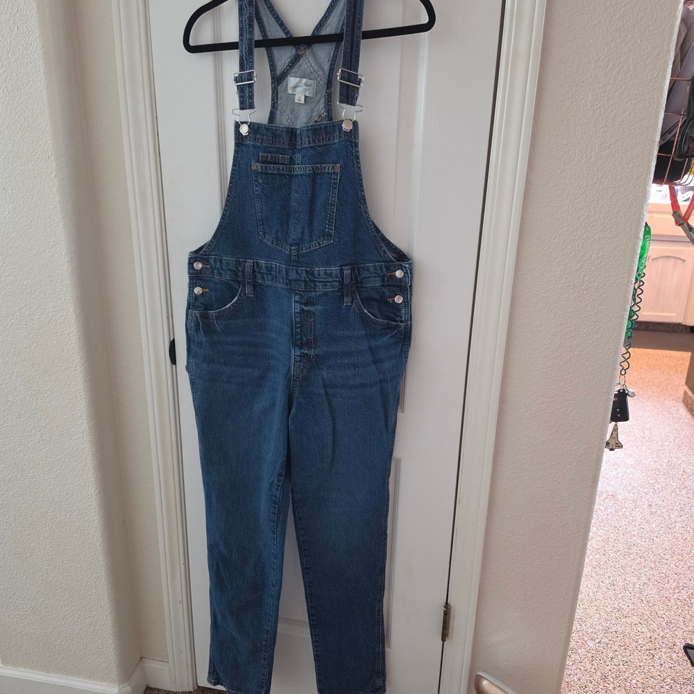 Universal Thread Womens Denim Overalls Medium Wash Blue Size 10 Straight Leg
